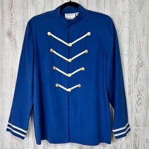 Vtg Francesca of Damon 100% Silk Sgt. Pepper Naval Majorette Blouse Top Sz 12